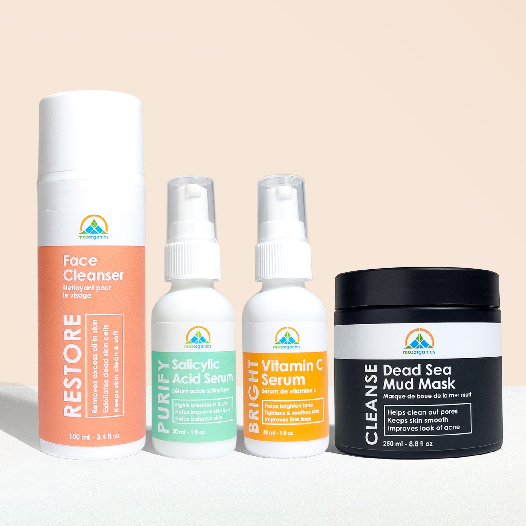The Clear Set skincare collection for acne-prone skin with natural ingredients