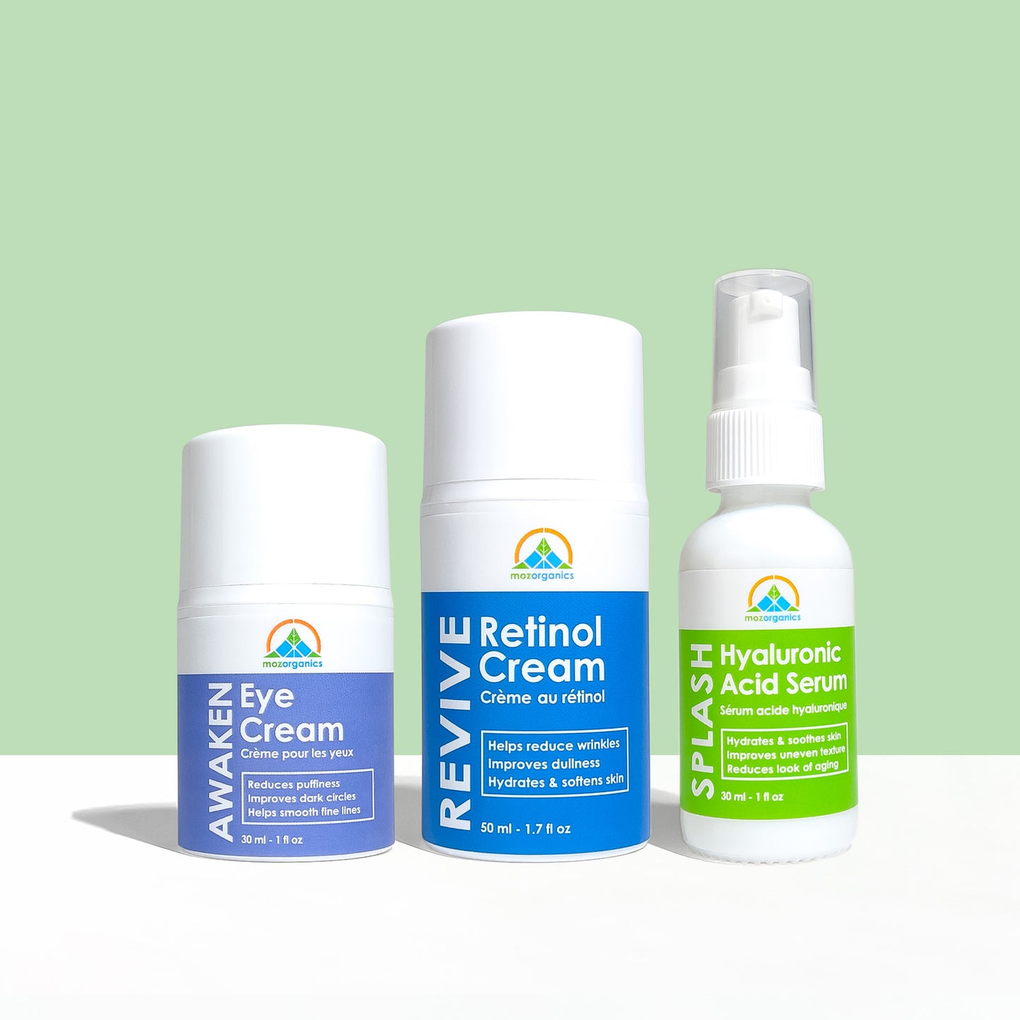 Splash Set: Retinol Cream Hyaluronic Acid Serum and Eye Cream for dry skin
